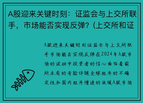 A股迎来关键时刻：证监会与上交所联手，市场能否实现反弹？(上交所和证监会哪个好)